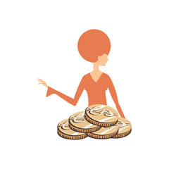 beautiful woman with coins retro style fashion