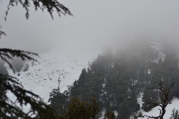 A cold beautiful snowy day in michlifen in winter