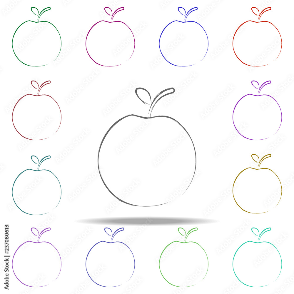 Poster an apple icon. elements of creative idea in multi color style icons. simple icon for websites, web d