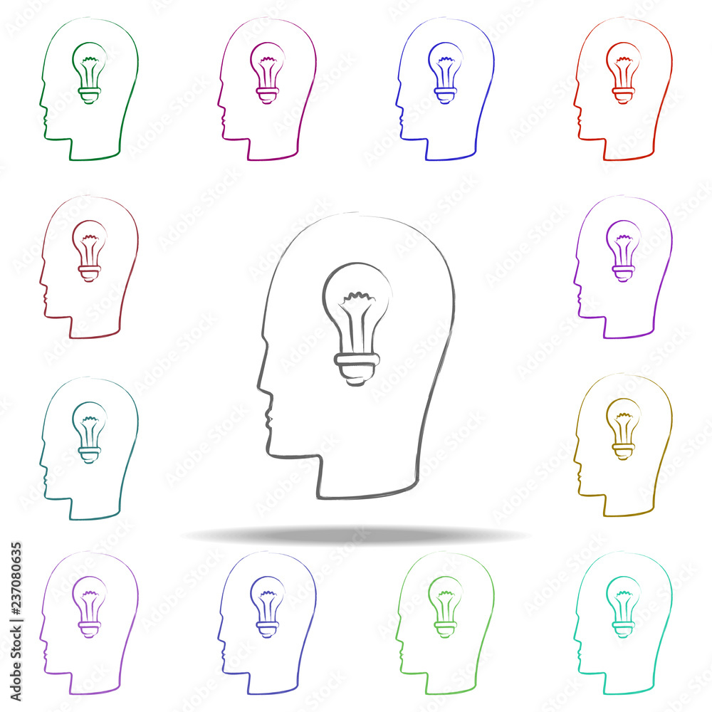 Poster head light bulb icon. elements of creative idea in multi color style icons. simple icon for websites