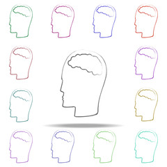 a man with a brain icon. Elements of Creative idea in multi color style icons. Simple icon for websites, web design, mobile app, info graphics