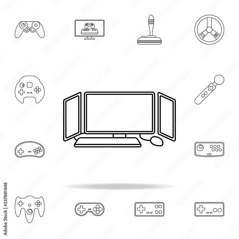 Poster video game on computer icon. gaming icons universal set for web and mobile