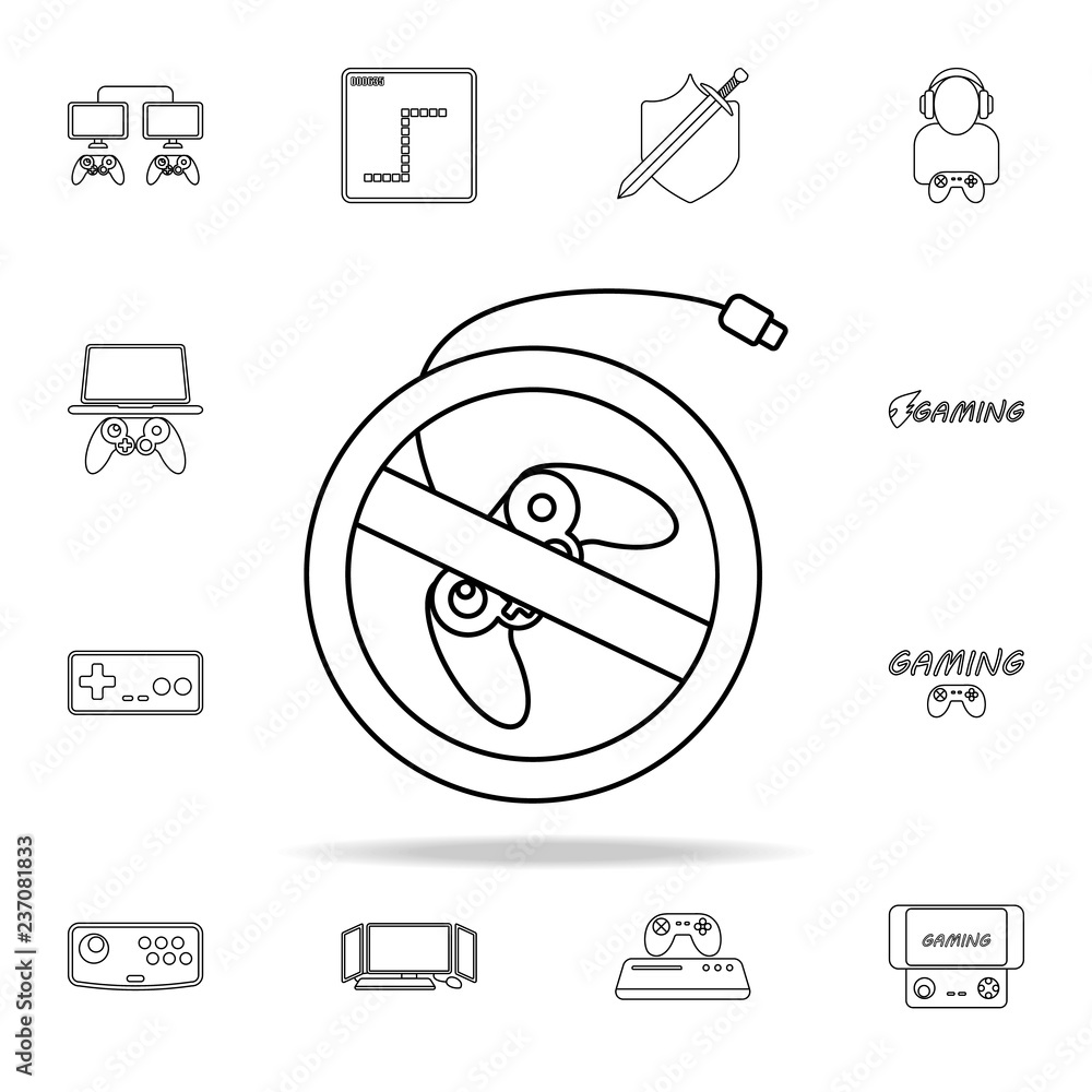 Poster ban on a game console icon. gaming icons universal set for web and mobile