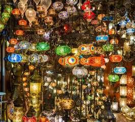 Turksih lamps in grand bazar, Istanbul, Turkey