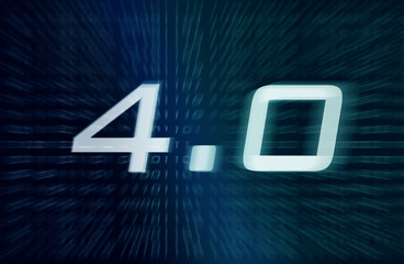 Industrie 4.0 Symbol mit binärem Code im Hintergrund