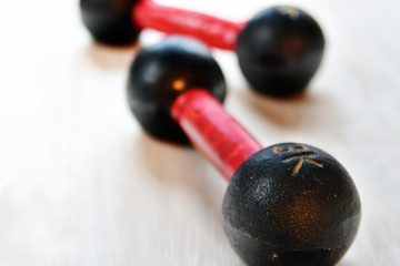 Two dumbbells, training