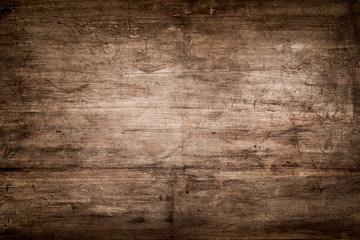 Dark Brown Wood Texture with Scratches - obrazy, fototapety, plakaty