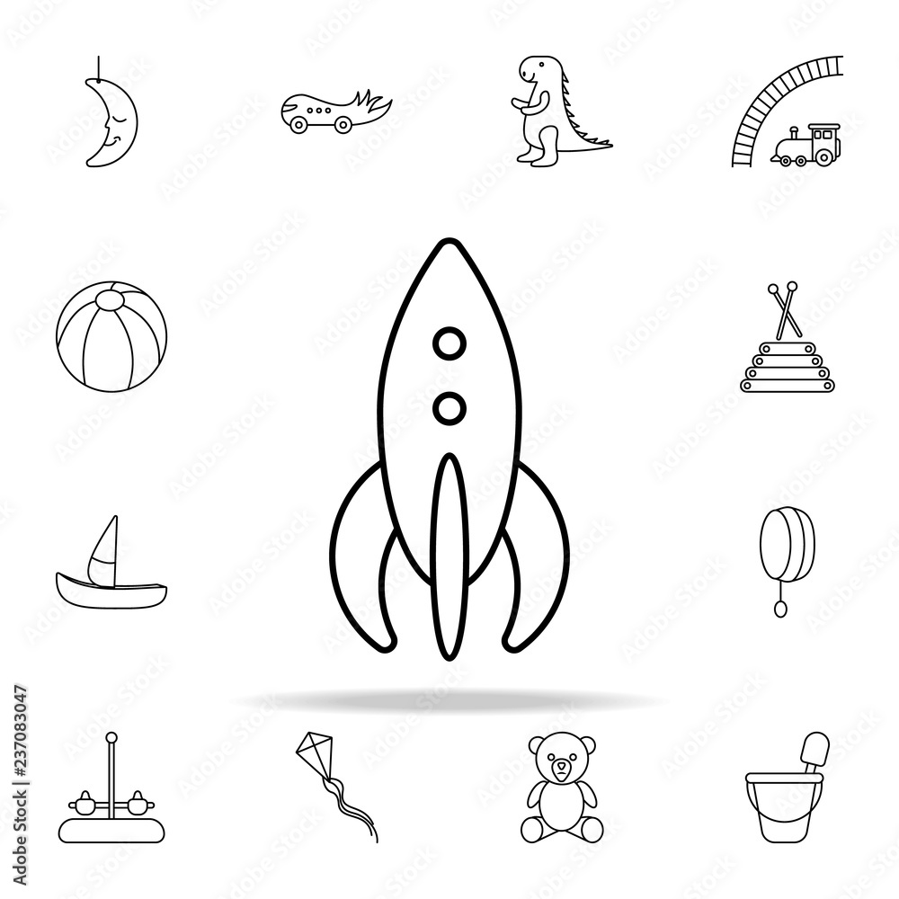 Poster rocket line icon. toys icons universal set for web and mobile