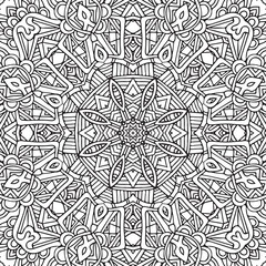 Abstract vector decorative ethnic hand drawn sketchy contour line art seamless pattern