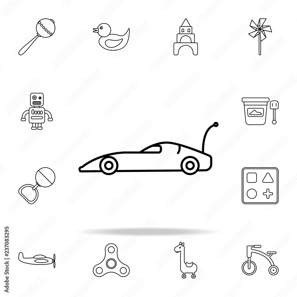 Poster car with remote control line icon. toys icons universal set for web and mobile