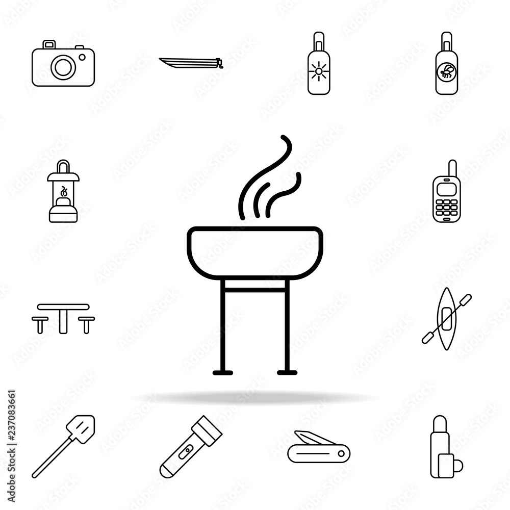 Poster b-b-q line icon. camping icons universal set for web and mobile