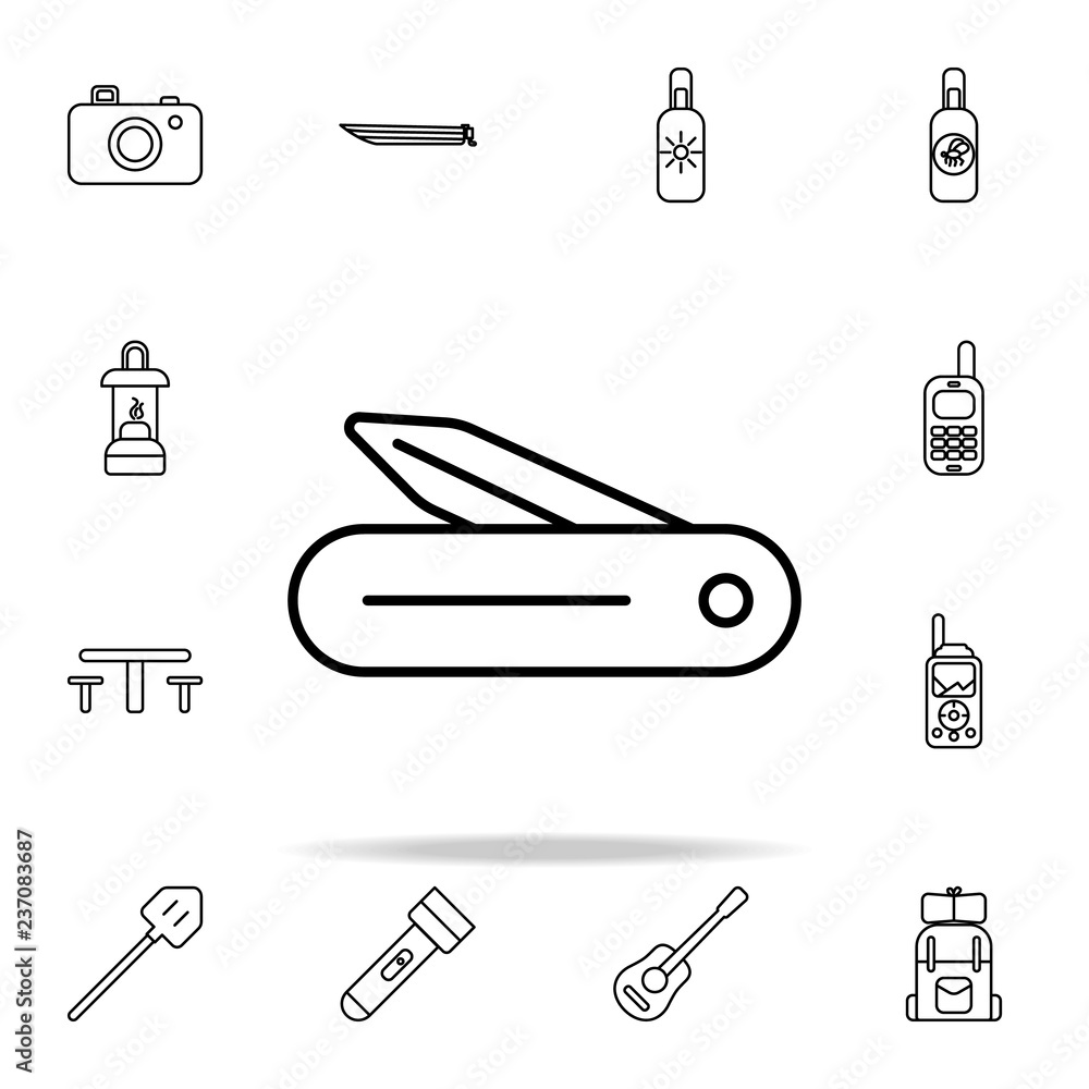 Poster folding knife line icon. camping icons universal set for web and mobile