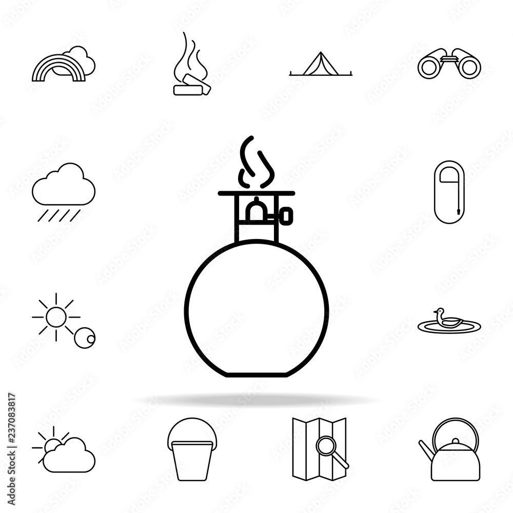 Poster picnic heater line icon. camping icons universal set for web and mobile