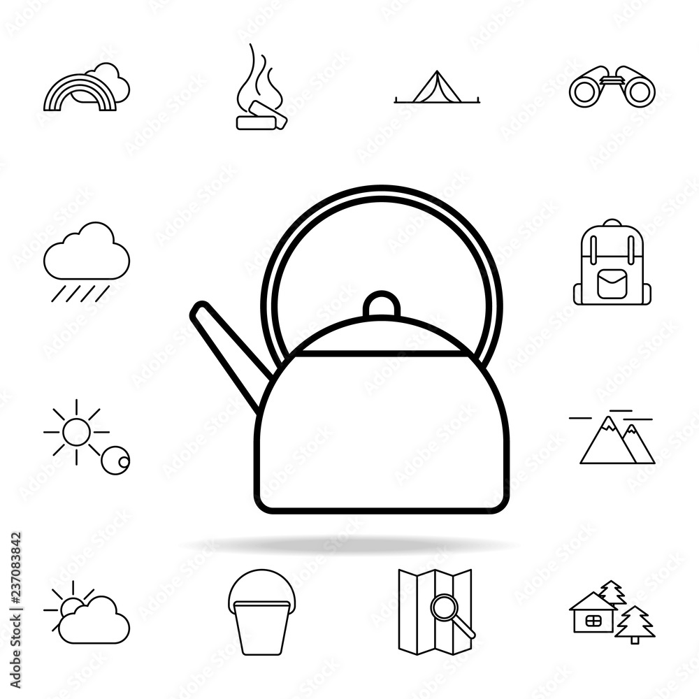 Poster kettle line icon. camping icons universal set for web and mobile