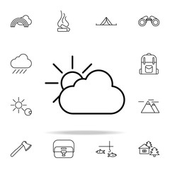 the sun behind the clouds line icon. camping icons universal set for web and mobile