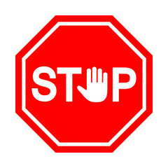 illustration of a stop hand sign on a white background