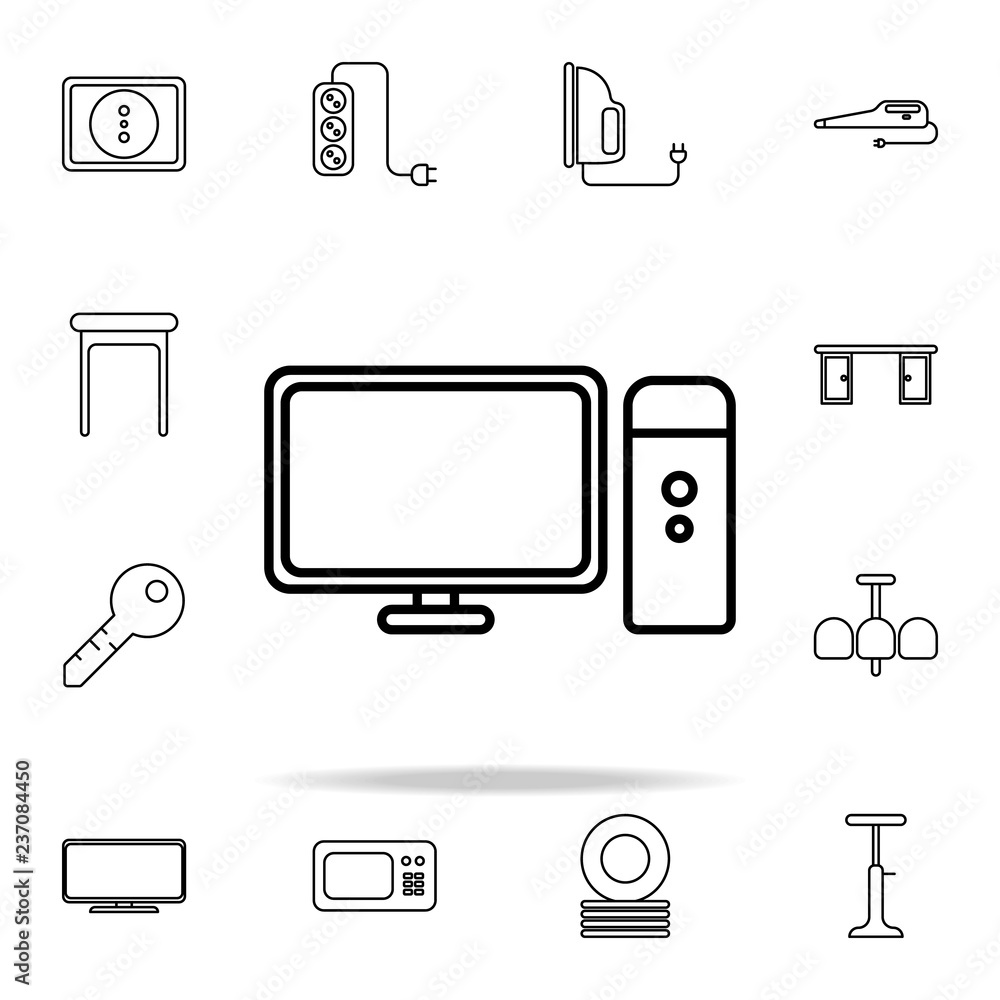 Aufkleber desktop computer line icon. home things icons universal set for web and mobile
