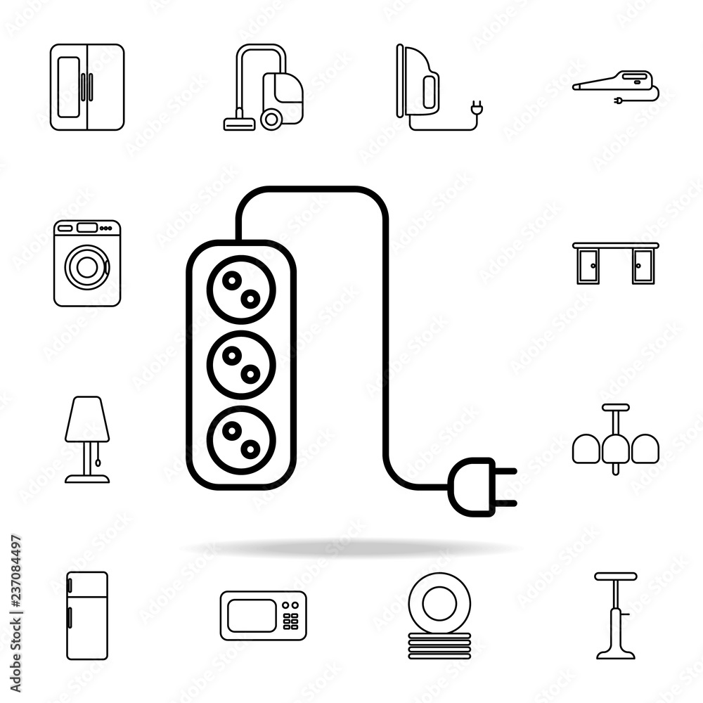 Poster electrical extension cord line icon. home things icons universal set for web and mobile