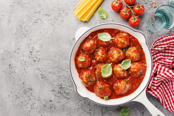 Homemade meatballs with tomato sauce