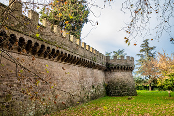 The walls and castle of the Exarchic Monastery of Saint Mary in Grottaferrata, Greek Abbey of Saint Nilus, founded by St. Nilus of Rossano. The last Byzantine-Greek monastery in Italy. Basilian Monks.