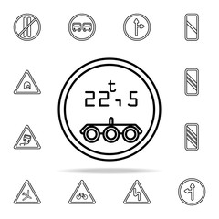 road sign restriction 22.5 tons icon. road sign icons universal set for web and mobile