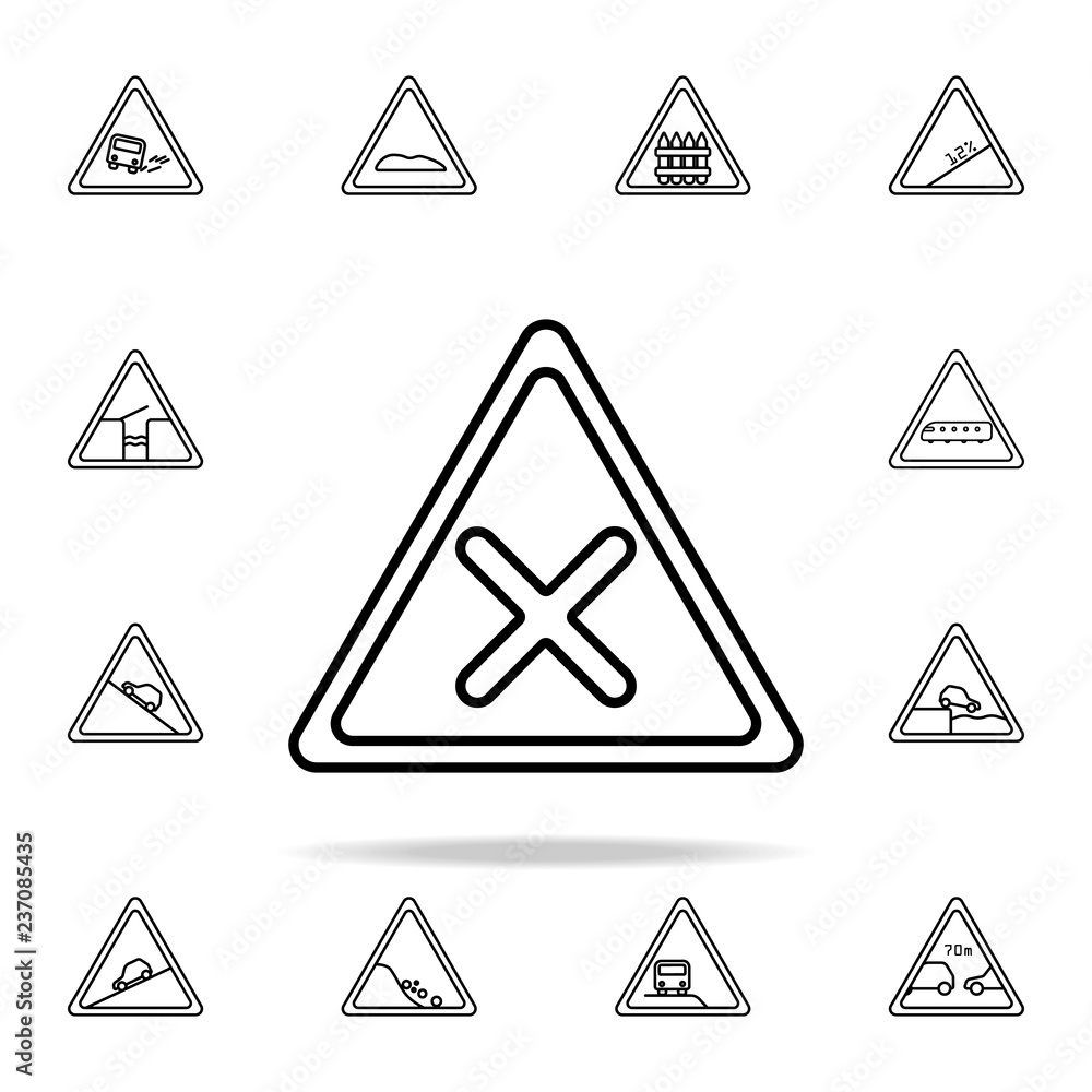 Poster intersection of equivalent roads icon. road sign icons universal set for web and mobile