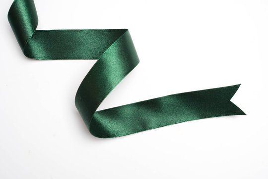 green ribbon border isolated on white