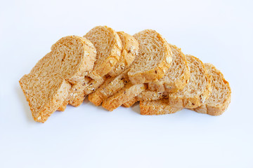Whole wheat bread  isolated on white.