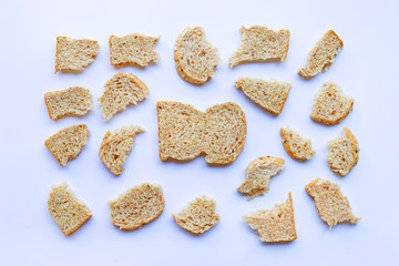  Whole wheat bread  isolated on white.