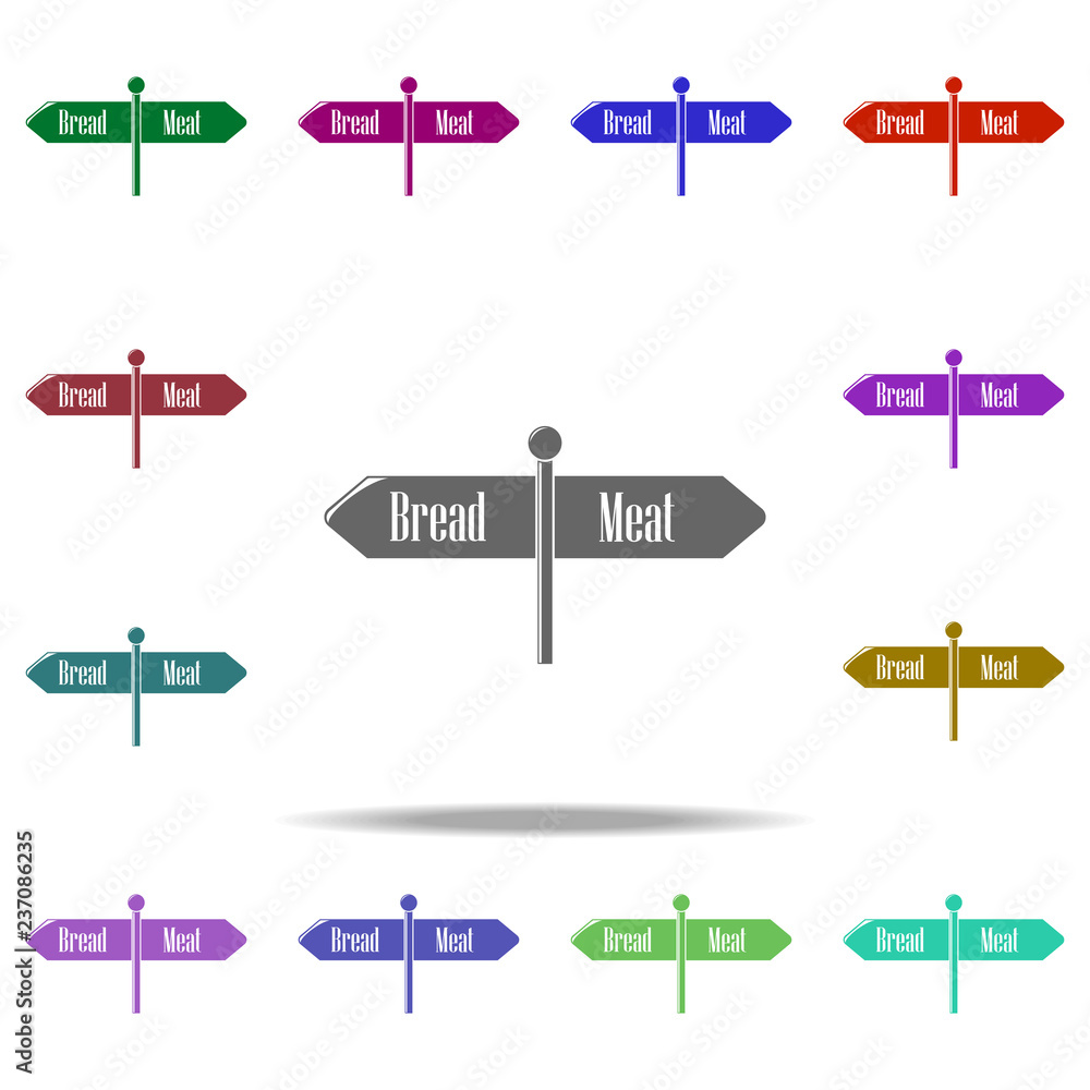 Poster sign location of bread and meat icon. elements of shop in multi color style icons. simple icon for w