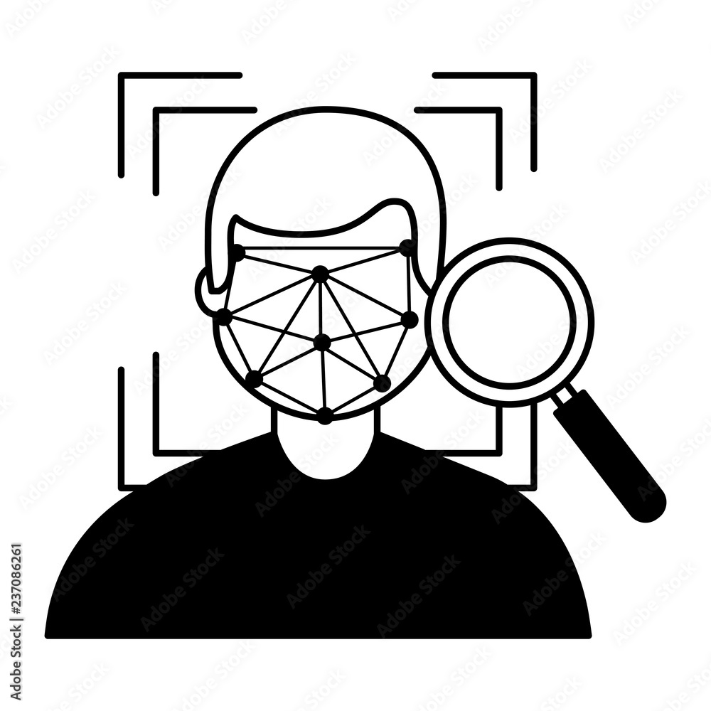 Poster man face scan biometric analysis