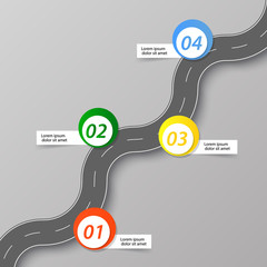 The winding road with banners. Vector illustration .
