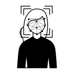 woman face scan process gadget