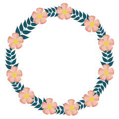 floral wreath flower decoration white background