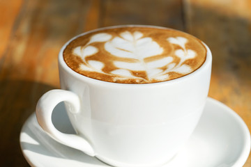 Coffee latte art in the coffee shop.