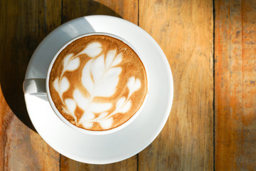Coffee latte art in the coffee shop.
