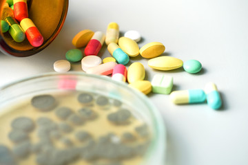 Medicine pills with Penicillium(mold), Ascomycetous fungi.