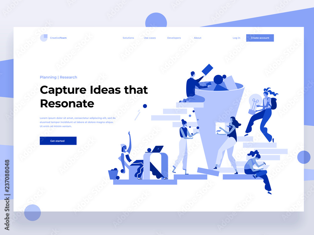 Poster people work in a team and generate ideas while interacting with graphs and shapes. data analysis and