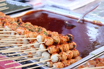 Grilled meatballs at street food