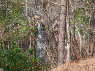 Hidden waterfall in the forest in Calhoun County, Alabama, USA