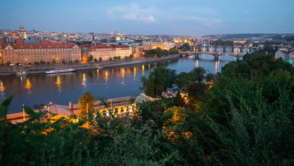 Fototapeta na wymiar Thr bridges of Prague during the blue hour