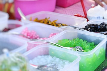 Thai mix desserts at the market