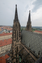 Fototapeta na wymiar The top of St. Vits Cathedral