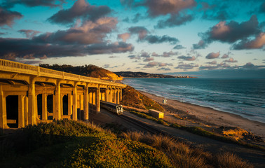 Train in Torrey Pines at Sunset