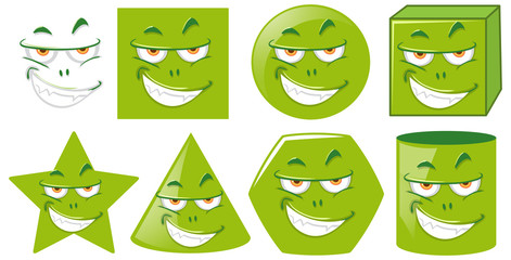 Set of green shaped expressions