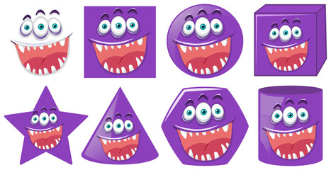 Set of purple shaped expressions