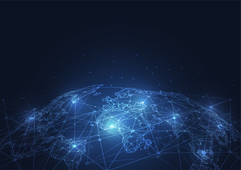 Global network connection. World map point and line composition concept of global business. Vector Illustration