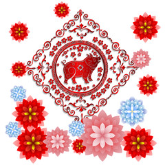 Happy  Chinese New Year  2019 year of the pig.  Lunar new year