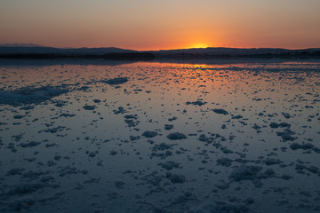 Obraz premium Sunset at Larnaca's Salt Lake, Cyprus