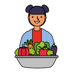 young woman with healthy food vegetables